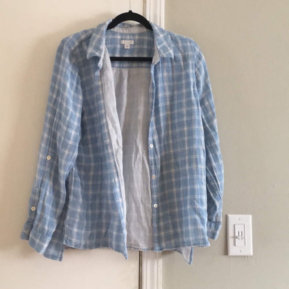 Blue & white flannel button up